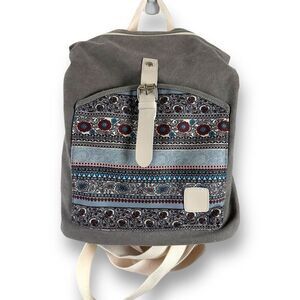 Boutique Boho Paisley Multiway Convertible Backpack Bag & Pouch Gray Multicolor‎